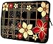 13 inch Red Flowers on Black Plaid Notebook Laptop Sleeve Bag Carrying Case for MacBook, Acer, ASUS, Dell, HP, Lenovo, Sony, Toshiba