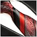 Red and Black Silk Tie and Pocket Square . Paul Malone Red Line