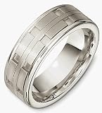 8mm 18 Karat Multi Texture White Gold Wedding Band Ring