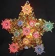 5.5" Lighted Everglow Gold Tinsel Star Christmas Tree Topper -Multi-Color Lights