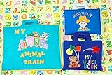 布絵本MY QUIET BOOKベア ブルー&MY ABC ANIMAL TRAIN ブルー　おまけ付き"dress&play"マイケルくんの着せ替えセット ファンタイムギフトセット