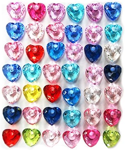 MaxGetz Charms Loom Band Charms for Rainbow Rubber Band Kits, Jewelry or Craft Projects 40 pc Diamond Heart Crystal Multi-Color