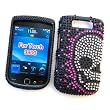 BlackBerry Torch 9800 & 9810 (AT&T) Snap-on Protector Hard Case Rhinestone Cover "Halfskull" Design