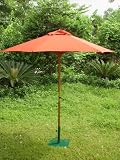 Outdoor Living : 2.1M DELUXE HARDWOOD GARDEN FURNITURE PARASOL WITH RATCHET TERRACOTTA