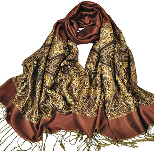 Women Ladies Folk Style Flower Print Long Scarves Muffler Shawl Wrap - Brown