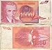 Scarce Nikola Tesla 1,000 Dinara One Thousand Dinar Obsolete Note