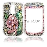 Blackberry Bold 9000 Genuine Swarovski Crystal (7ss) Silver/Pink Flower Design Faceplate Cover Case