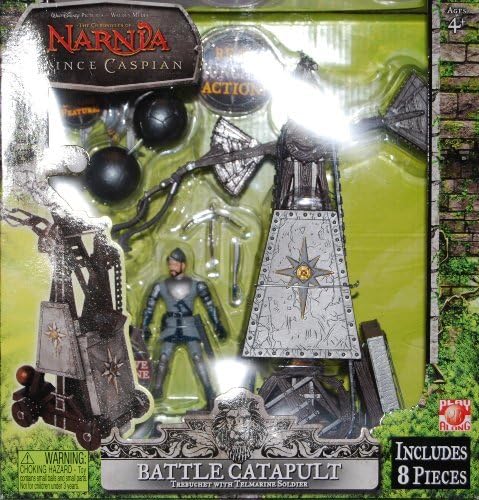 The Chronicles of Narnia Battle Catapult Trebuchet with Telmarine Soldier Battle Damage Figure - Real Launching Action by Narnia