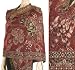 70" x 28" Lurex Flower and Peacock Design Double Layer Pashmina Shawl / Wrap / Stole - Wine Champagne