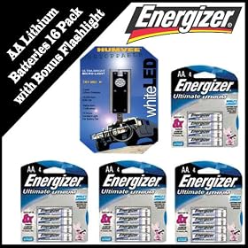 Energizer AA Lithium Batteries 16 Pack with Bonus Flashlight