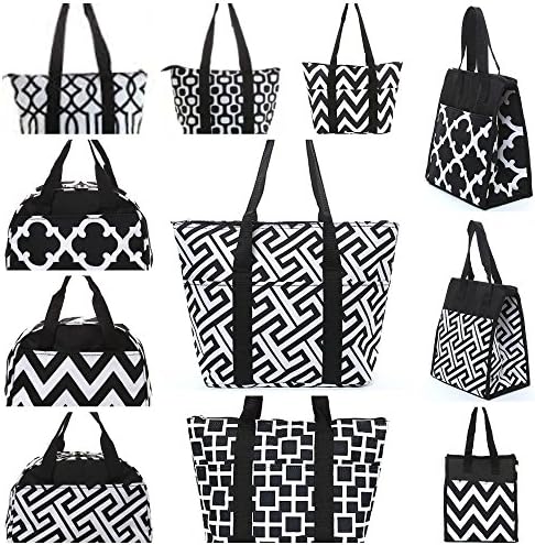 Insulated Lunch Bags Black White Chevron Key Geometrical 11 Styles (A4)
