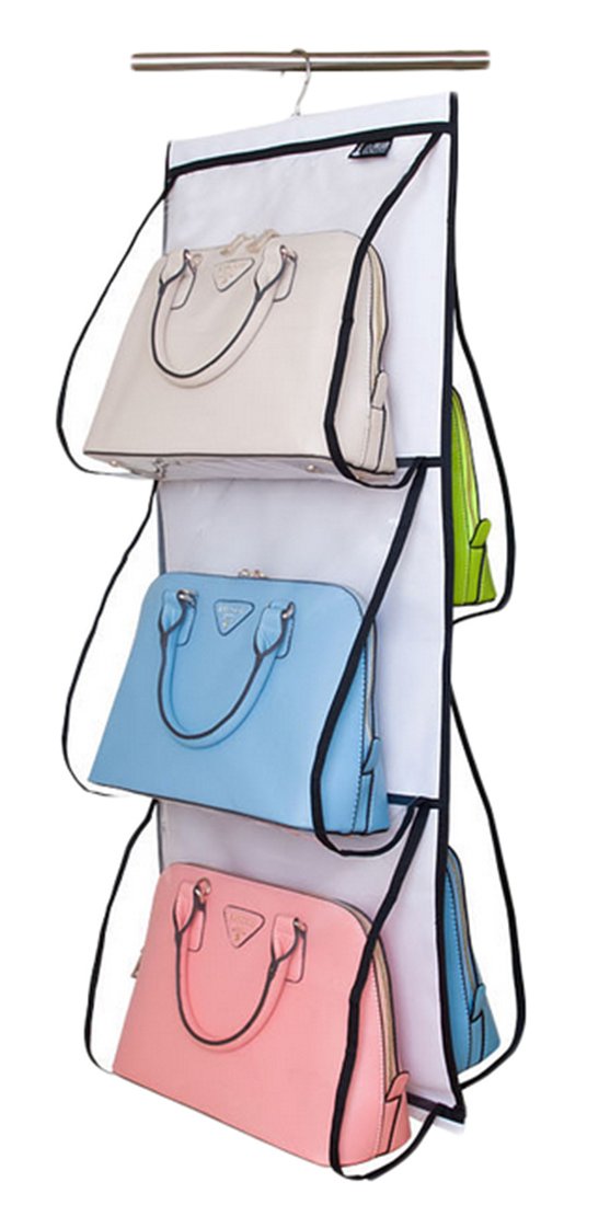 Hanging Handbag Organizer Closet Storage Purse Hanger Rack Clear