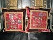 2 Aqua Maroon Velvet  Pillow Cushion Covers From India