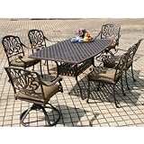 Darlee Elisabeth Outdoor Patio Dining Set With Cushions - 72 X 42 Inch Rectangular Table - Antique Bronze