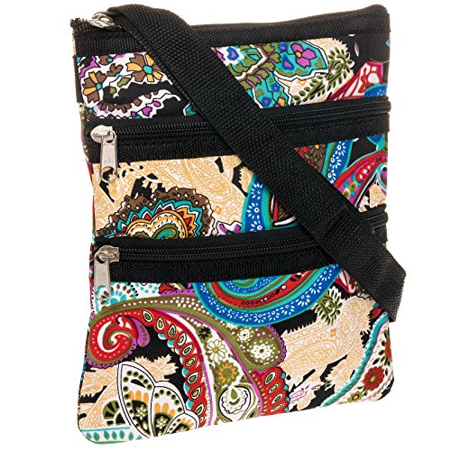 Womens Paisley Crossbody Swingpack Bag (Black Multicolor)