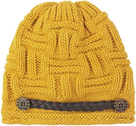 Women Knit Snow Hat Winter Snowboarding Beanie Crochet Cap (Yellow)