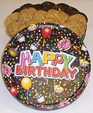 Scotts Cakes Cookie Combos - Chocolate White Chocolate Chip and Chocolate Chip 2 1/2 lb. Large Happy Birthday Tin