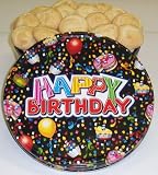 Gourmet Food : Scott's Cakes 2 1/2 lb. Almond Macaroon Cookies in a Large Happy Birthday Tin