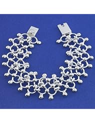 Sterling Silver Beaded Chain Bracelet -7 Inch