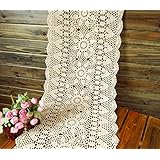 16 By 36-Inche Beige Vintage Oblong Crochet Lace Table Runner Doilies G10 (36"x16")