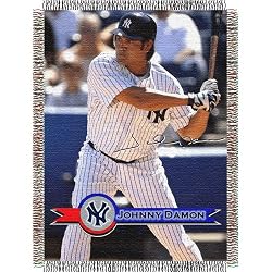 Johnny Damon #18 New York Yankees MLB Woven Tapestry Throw Blanket (48x60")"
