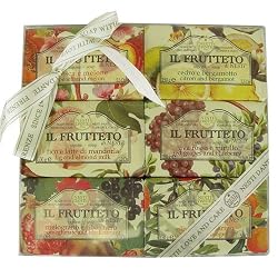 Il Fruttetto (The Fruity Assortment) Gift Set of 6 Italian Floral Soaps, Vegetable Based All Natural Bar Soaps, 150 Gr Each (5oz)