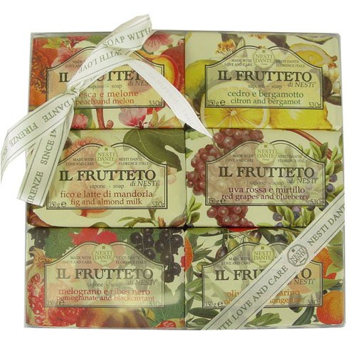 Il Fruttetto (The Fruity Assortment) Gift Set of 6 Italian Floral Soaps, Vegetable Based All Natural Bar Soaps, 150 Gr Each (5oz) Il Fruttetto (The Fruity Assortment) Gift Set of 6 Italian Floral Soaps, Vegetable Based All Natural Bar Soaps, 150 Gr Each (5oz)