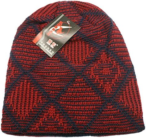 Cherish Art Men&amp;Women Acrylic Hat Bucket Cap Winter Knit Wool Warm Hat Redwine