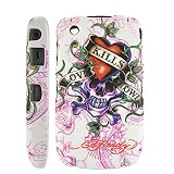 Textured Love Kills Ed Hardy Tattoo Hard Case Cover For BlackBerry Curve 8520 8530 - White
