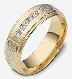 5 Diamond Stylish Platinum and 18 Karat Gold Comfort Fit Wedding Band Ring