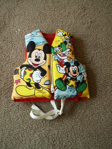 Coral Disney Mickey Mouse childs life jacket - size Child - front zipperred with crotch strap
