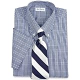 Paul Fredrick Non-Iron Cotton Glen Plaid Short Sleeve Dress Shirt