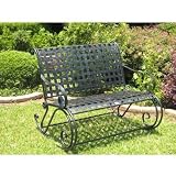 International Caravan Mandalay Wrought Iron Patio Double Rocker - Antique Black