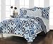 Cool Blues Geometric Ikat Diamond Cotton Comforter Set