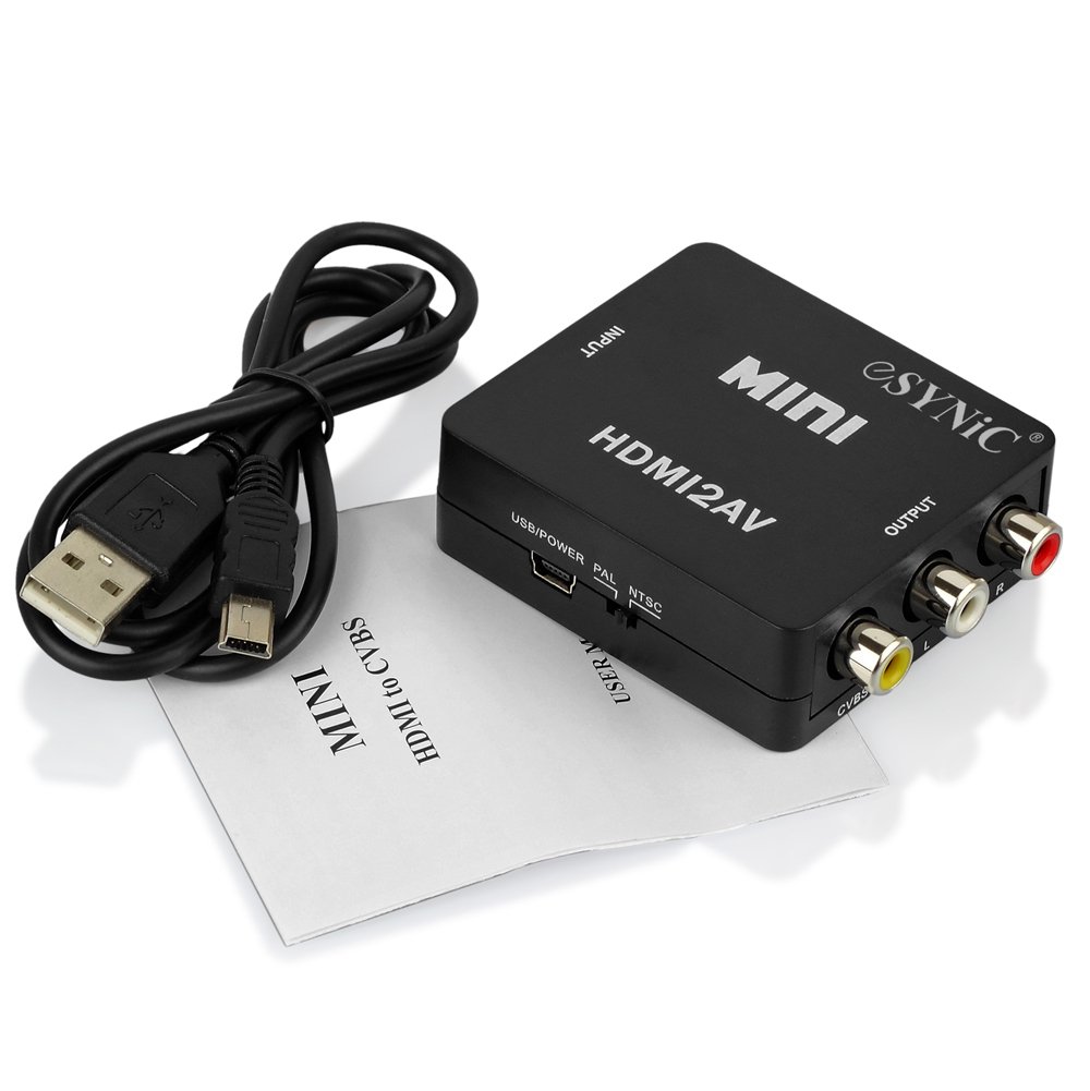 ESYNiC VC021 1080P HDMI Digital Signal To AV Composite 3 RCA CVBS Video