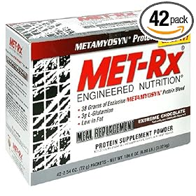 MET-Rx Meal Replacement Powder, Extreme Chocolate, 2.54-Ounce Packets (Pack of 42)
