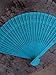 Quasimoon PaperLanternStore.com 8 Inch Turquoise Blue Folding Wood Panel Hand Fan with White Organza Bag for Weddings
