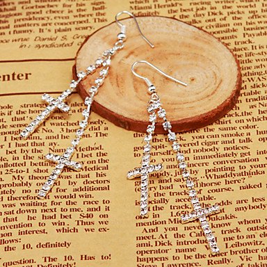 BST Fashion Double Cross Rhinestone Silver Alloy Earings For Women(1 pair)