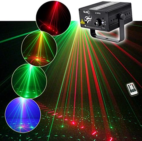 Innoda SUNY 18 Gobos Mini Dj lights, RG Laser Projector Light and Blue LED With Remote Control for Stage Disco DJ Lighting, Home Party and Valentine's Day stage light (Z18RG)