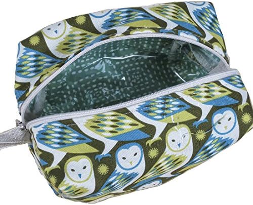 Dana Herbert Lily Medium Lined Cotton Cosmetic Bag Owl Print Loaf Shape Made in USA