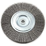 Forney 72747 Wire Bench Wheel Brush, Fine Crimped with 1/2-Inch and 5/8-Inch Arbor, 6-Inch-by-.008-Inch