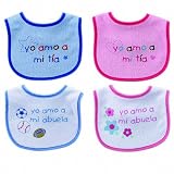 Printed Spanish Relatives Bib, Blue, Abulela