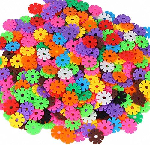 HiCrazyFunny 300Pcs Interlocking Plastic Building Sets Blocks 12 Mixed Colors Snowflake Educational Intelligence Inserting Building Toys for 3 Years Old Kids Toddler