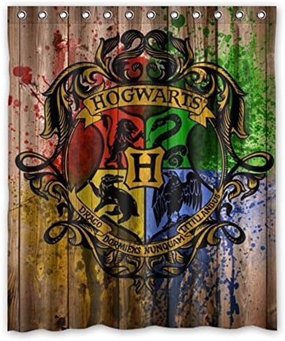 Saoor Harry Potter Hogwarts Wood Logo Pattern Fashion Custom Waterproof Polyester Fabric Bathroom Shower Curtain with 12 Hooks 60"(w) x 72"(h)- Bathroom Décor