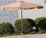 Solid Khaki with White Stripe 10' Feet Adjustable Outdoor/backyard/patio/pool/market Table Tilt Umbrella with Valance Pole Dia 1 7/8