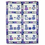 Patch Magic 50-Inch by 60-Inch Blue Teddy Bear Throw