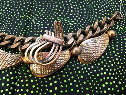 Solid copper link bracelet embellished with a Renoir necklace fragment