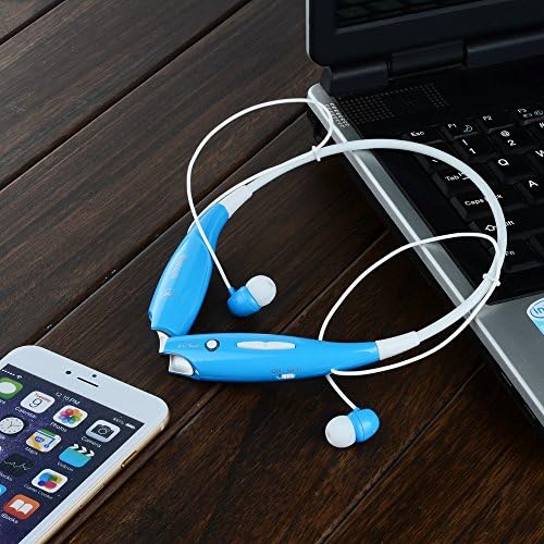 Universal PChero® Wireless Music A2dp Stereo Bluetooth Headphones Vibration Neckband Style Headset Earphone Headphone for Most Bluetooth Smartphones - Using Voip, Skype and Online Talking - [Blue]