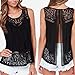 KOINECO Hollow Out Lace Crochet Black Tank Tops for Women