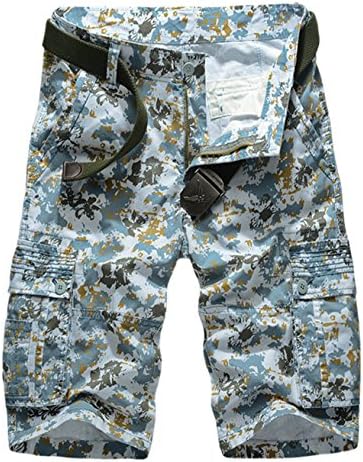 Mxmore Men's Army Fatigue Board Camo Cargo Shorts B1, Size 32 US, Light Blue